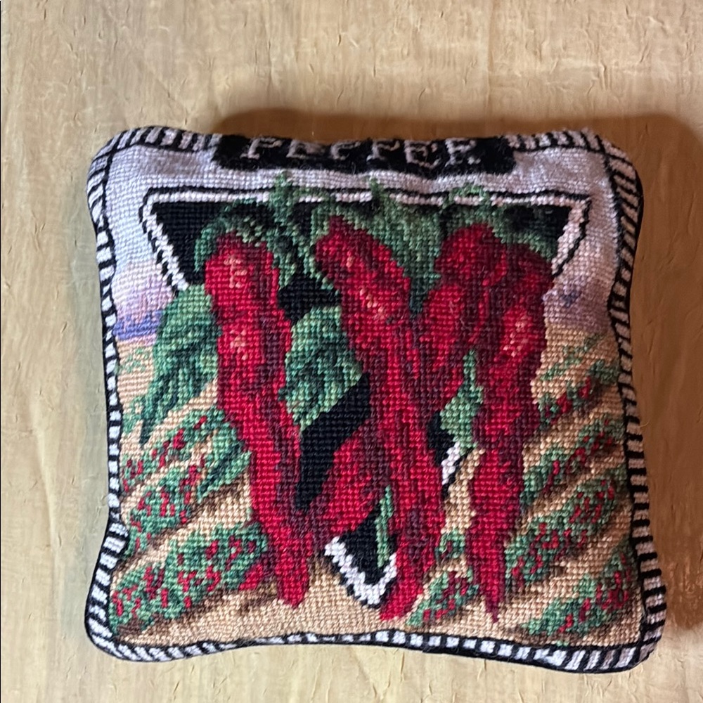 Chili Pepper Needlepoint Pillow